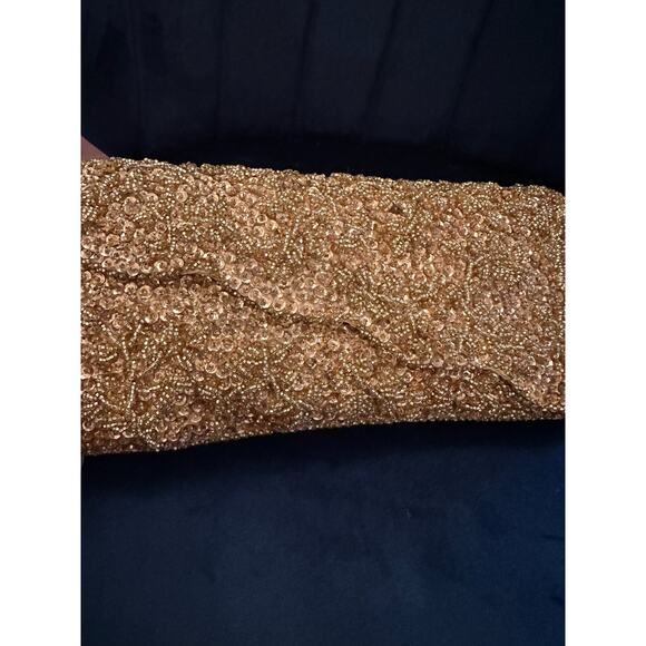 Vintage Gold/Yellow Beaded clutch 9x4.5x1.5 Made in Hong Kong - Picture 2 of 14